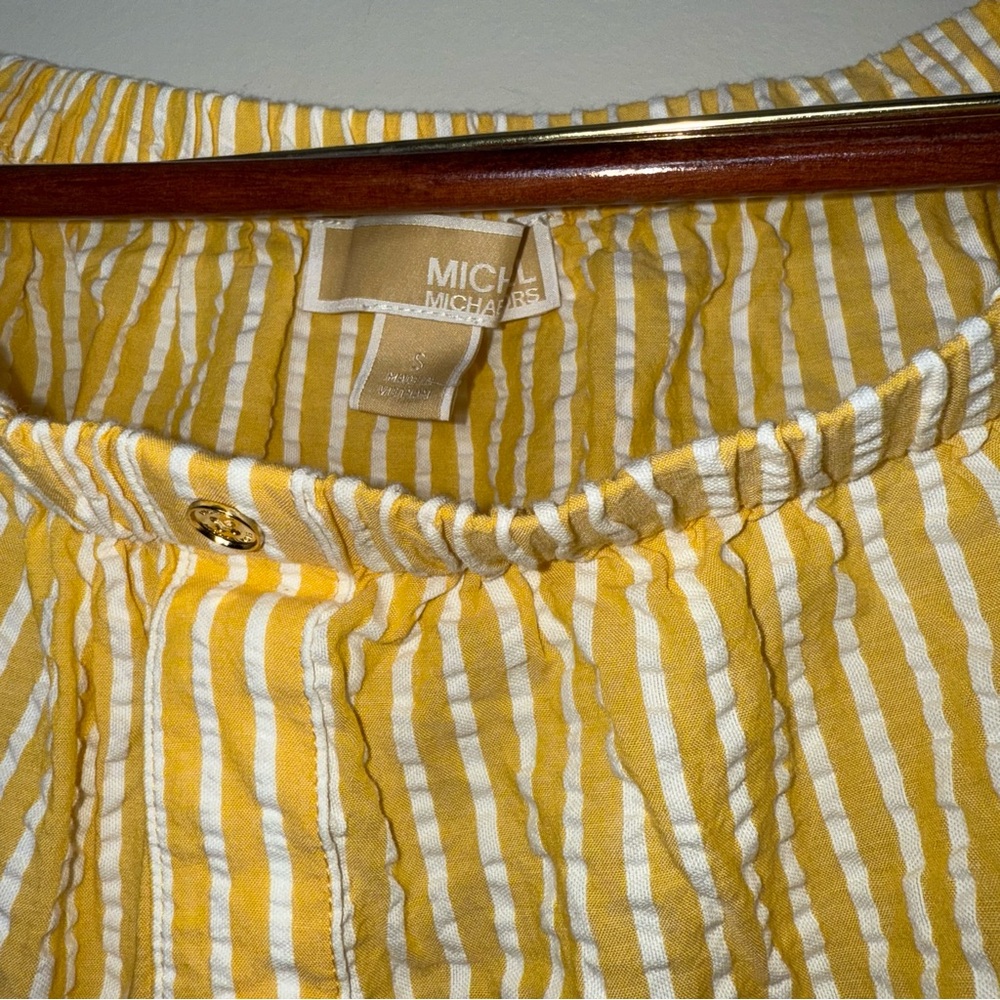 MICHAEL Michael Kors Yellow Striped Off the Shoulder Blouse - Picture 5 of 6